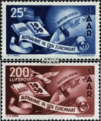 Produktbild von Briefmarken Saarland 1950 Mi 297-298 (kompl.Ausg.) postfrisch Europaratsaufnahme