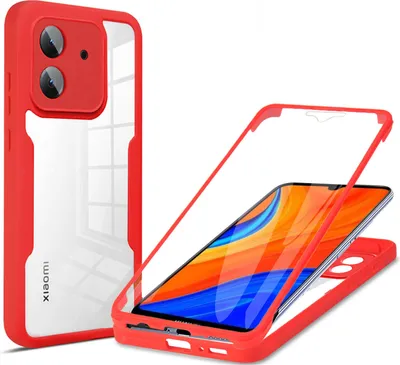 Produktbild von 360° Grad Hülle Xiaomi Redmi 13C Rundum vollschutz Integriertem Displayschutz Rot