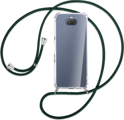 Produktbild von Handykette Backcover-Schutzhülle mit Band (Metall silberfarben) für Sony Xperia 10 - dunkelgrün