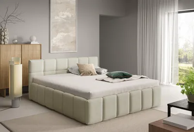 Zdjęcie produktu dla DEKORI INTERIORS Łóżko tapicerowane NUBO Slim 180x200 cm z pojemnikiem na pościel - QUELLE 02