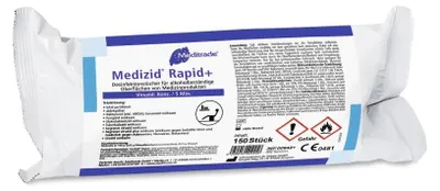 Image de Meditrade® 00942+ Meditrade® Lingettes désinfectantes Medizid® Rapid 1 épaisseur blanc, 150 lingettes