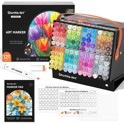 Productafbeelding van Alcoholmarker set voor illustraties, schetsen, kinderen en volwassenen, 120 stuks