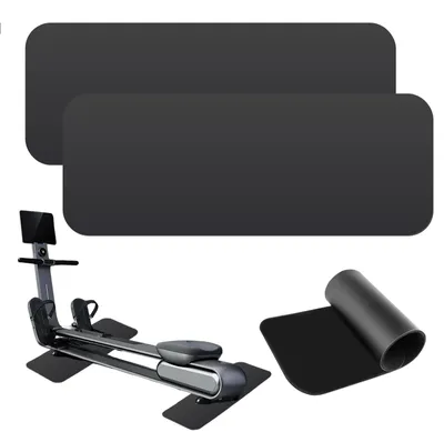 Image de Tapis de protection pour sol, 2 pièces, épaisseur 6 mm, dimensions 80 x 25 x 0,6 cm, pour équipements de fitness, couleur noire