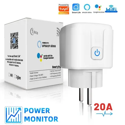 Produktbild von 20A Smart Steckdose mit App Steuerung,WLAN Steckdose,Smart Plug,Kompatibel mit EU Steckdosen,Zeitschaltuhr,Alexa & Google Home Kompatibel,Weiß