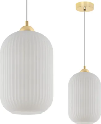 Immagine prodotto di Lampada a sospensione RIFFLE Oro a 1 luce, bianca, cilindro grande, E27