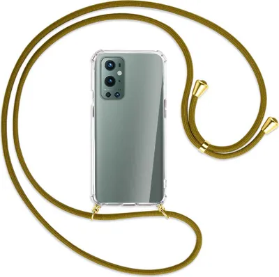Produktbild von Handykette Backcover-Schutzhülle mit Band (Metall goldfarben) für OnePlus 9 Pro - khaki