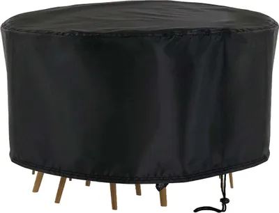 Immagine prodotto di Copertura rotonda per mobili da giardino - 230 cm x 110 cm - Nero - Copertura protettiva per il vostro set da giardino - Copertura protettiva per mobili da giardino