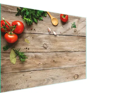 Image de Planche à découper Plaque de cuisson multi-verre 30x22 cm Bois Tomates
