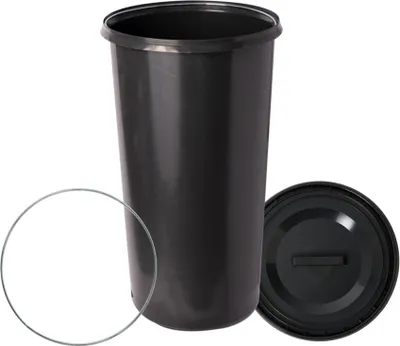 Produktbild von TOPANBIETER 999 Gelber Sack Eimer 3 Teile: Deckel SCHWARZ - Ring - Futtertonne , 60 Liter Mülleimer Sack-Ständer,  Müllsackhalter,  Müllsackständer