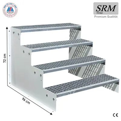Produktbild von 4 Stufen Standtreppe Modell 2 Weiß, Breite 90 cm, Höhe 72 cm ohne Geländer