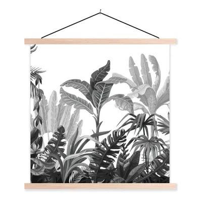 Produktbild von MuchoWow® Textilposter Dschungel - Blätter - Pflanzen 60x60 cm mit holzfarbenen Rahmen - Wanddekoration