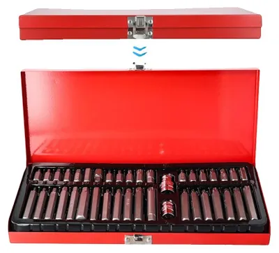 Produktbild von Schlagschraubensatz, 40 Teile, Sechskantbasis, 1/2-Zoll und 3/8-Zoll Antrieb, legierter Stahl, spiegelverchromte Oberfläche