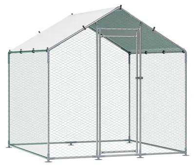 Zdjęcie produktu dla Kurnik SucceBuy 2x2x2 m, wybieg z pokryciem, dachem kopułowym i zamkiem zabezpieczającym, wybieg dla kaczek i królików, wybieg dla drobiu do ogrodu, gospodarstwa rolnego lub podwórka