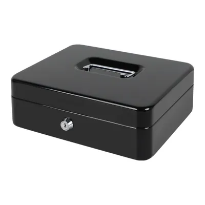 Zdjęcie produktu dla Home Elements Metalowa kasa fiskalna, czarna Wymiary: 9 x 30 x 24 cm