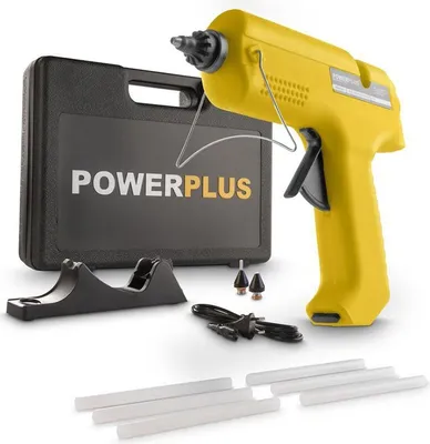 Image de Pistolet à colle Powerplus sans fil + 6 bâtons de colle + buses interchangeables en coffret