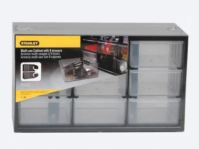 Image de Casier de rangement, 9 compartiments, STANLEY 1-93-978, Plastique gris, Organisateur d'outils et accessoires