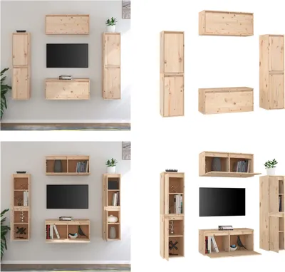 Produktbild von vidaXL TV Schränke 6 Stk. Massivholz Kiefer - TV-Schrank - TV-Schränke - TV-Schrank Holz - Hängeschrank