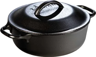 Produktbild von LODGE Dutch Oven Topf Induktion Kochtopf Gusseisen Bräter Suppentopf Deckel 1,9L