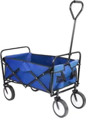 Zdjęcie produktu dla Wózek ręczny - Niebieski - Składany wózek ogrodowy i plażowy - Z drążkiem do pchania - Terenowy - Nośność 115 kg