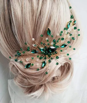 Image de Solidchoice - Accessoire pour cheveux doré avec des cristaux verts
