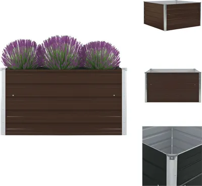 Zdjęcie produktu dla vidaXL Podwyższona grządka 100 x 100 x 45 cm Stal ocynkowana Brązowy - Donice i doniczki