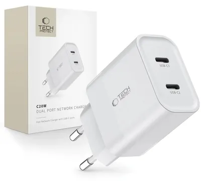 Obrázok produktu pre Tech-Protect C20W 2-Portová Sieťová Nabíjačka Pd20W Biela