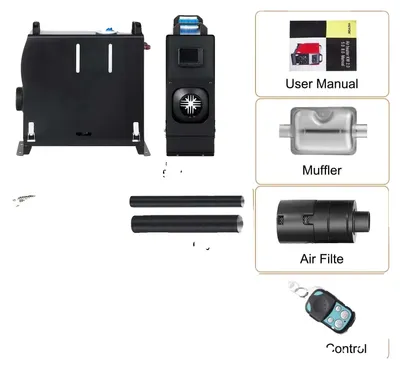 Image de Chauffage auxiliaire diesel, puissance 5 kW/8 kW, avec interrupteur LCD et télécommande, interrupteur LCD noir (8 kW)