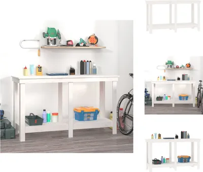 Obrázok produktu pre vidaXL Pracovný stôl biely 140x50x80 cm z masívneho borovicového dreva - Pracovné stoly