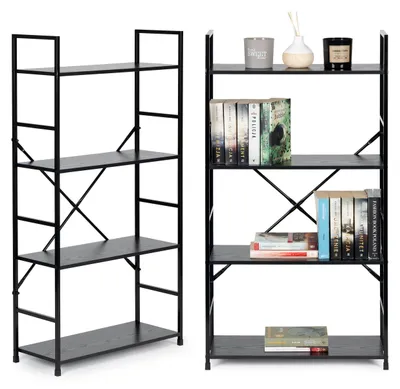 Immagine prodotto di Scaffale in legno, 4 ripiani, stile moderno industriale (loft), colore nero, marca ModernHome