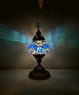Immagine prodotto di Lampada da tavolo orientale - Lampada da comodino turca realizzata a mano 17 cm - E14 - Illuminazione multicolore