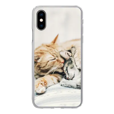 Produktbild von MuchoWow® Handyhülle Schutzhülle Hülle für iPhone X Katzen - Sofa - Wohnzimmer Silikon Softcase Handy Hülle - Handyhülle