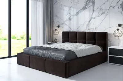 Produktbild von Polsterbett CARLO 180x200 mit Matratze und Bettkasten. Farbe: Dunkelbraun.