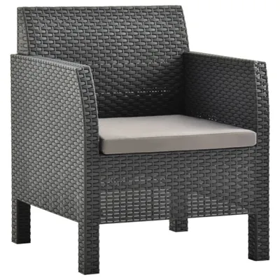 Produktbild von Gartenstuhl mit Kissen Anthrazit 63x65x76 cm PP Rattan
