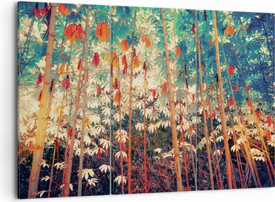 Produktbild von Bild auf Leinwand - Leinwandbild - 3 Teile - Pflanzen tropisch orange - 105x70cm - Wand Bild - Wanddeko - Wandbilder - Leinwanddruck - Bilder - Wanddekoration - Leinwand bilder - CE105x70-4393