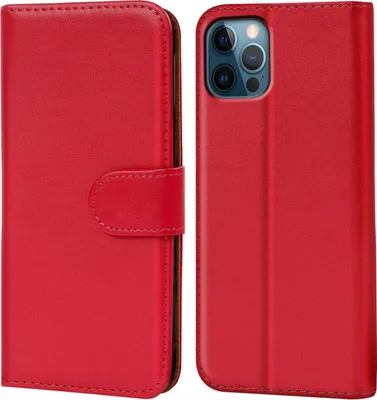 Produktbild von Conie Klapp Tasche für iPhone 12 / 12 Pro Kartenfach Rundumschutz Hülle in Rot