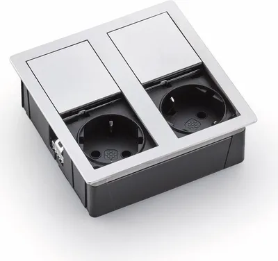 Produktbild von VersaHit Dual Steckdosenelement WEISS MATT - Schuko 2-fach mit Schiebedeckel / Steckdosen