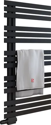 Produktbild von Schulte Heizkörper Emma, 123,6 x 60 cm, seitliche versetzter Mittelanschluss, Farbton Mattschwarz, Stahl pulverbeschichtet, Anschluss an Zentralheizung, Lieferung ohne Thermostat oder Heizstab