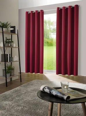 Produktbild von heimtexland ® 1 Paar Verdunklungsgardinen Thermovorhänge Ösenschal  Typ139 Bordeaux HxB 245 x 135 cm