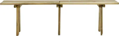 A wooden bench is shown against a white background.