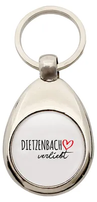 Produktbild von Huuraa Schlüsselanhänger Dietzenbach verliebt Metall Schlüsselring Einkaufswagenchip Geschenkidee