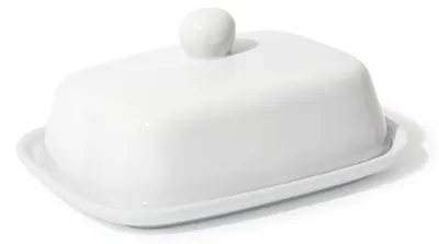 Produktbild von Theo&Cleo Butterdose - Hochwertige Butterglocke aus Keramik - Butter Dish für alle gängigen Butter (250g) - Butterschale Porzellan (Weiß)