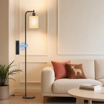 Immagine prodotto di Lampada da terra dimmerabile con paralume in lino, lampada da terra a LED con telecomando e 3 temperature di colore