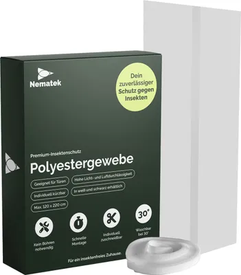 Produktbild von Nematek Polyester Fliegennetz Balkontür -Vorhang zum Kleben - bis zu 120 x 220cm, Farbe:Weiß, BT Größe:120 x 220 cm