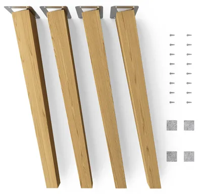Produktbild von 4x sossai Holzfüße eckig - schräge Ausführung 45cm Eiche