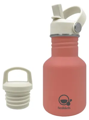 Produktbild von Smikkels Edelstahl Trinkflasche rosa 350ml - Kinder Trinkflasche auslaufsicher Schule