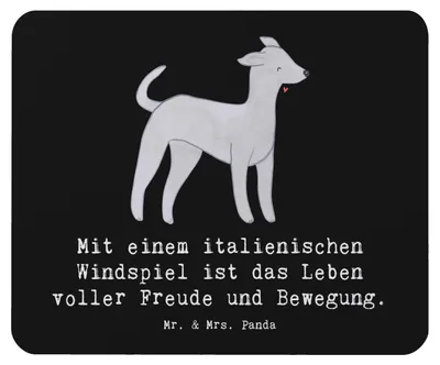 Produktbild von Mr. & Mrs. Panda Mouse Pad Italienisches Windspiel Glück - Schwarz - Geschenk, Bewegung, Mauspad, Hunderassen Pflege, Mousepad, computer, Rasse, pc, Abenteuer, Hunde