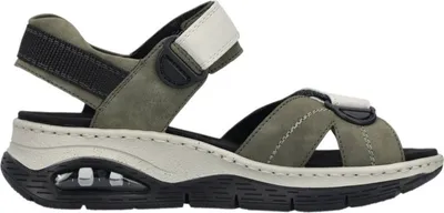 Produktbild von Rieker Damen Sandalen in Olivgrün mit Klettverschluss, geeignet für den Sommer