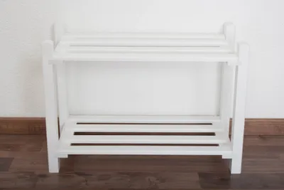 Produktbild von Schuhregal Kiefer Holz massiv, Farbe: Weiß 40x58x26 cm