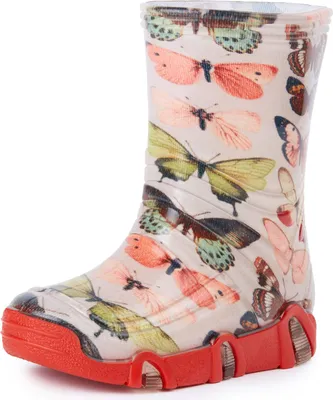 Produktbild von Ladeheid Kinder Mädchen Jungen Gummistiefel Gefüttert SwkBW (Schmetterling, 27/28)