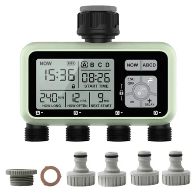 Produktbild von Wasseruhr, 4-Ausgangsventil, Automatisches Bewässerungssystem, 4 Steckdosen EU